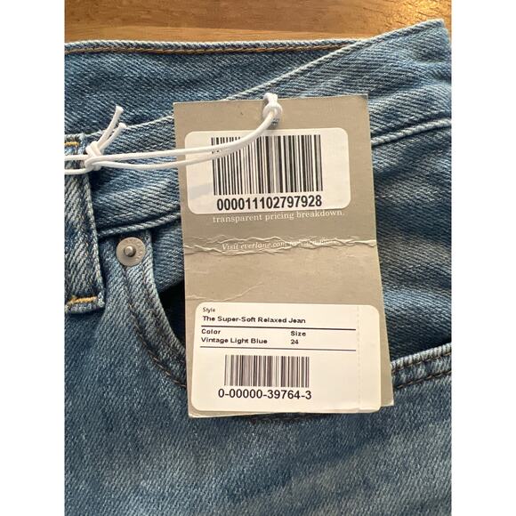Everlane The Super-Soft Relaxed Straight Leg Jean in Vintage Light Blue 24 NWT - Picture 12 of 14